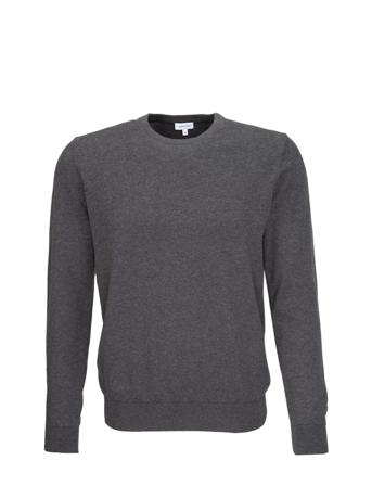 Round Neck Pullover Strikkegenser M. Rund Krage Grå Seidensticker