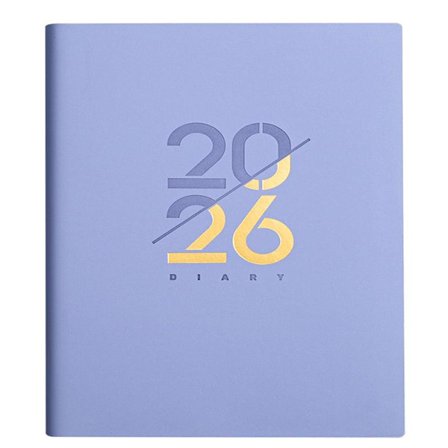 A5-kalender, 2026-kalender, engelsk kalender, 156 sider, én side per dag, gullfolieomslag (lilla)