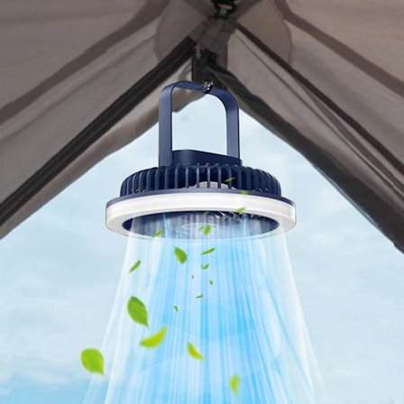 Loftslampe med lys indbygget lav loftslampe med ventilator USB genopladelig elektrisk ventilator(BU)