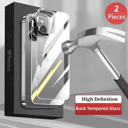 2 st Skärmskyddsglas kompatibelt iPhone 15 16 Pro Max 14 Baksida Härdat Glas kompatibelt iPhone 13mini 14Plus 15Pro bakre skyddsfilm