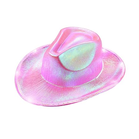 Sesong- og feriedekorasjoner Jul eller festivalfest med LED-lys Cowboyhatt Western Cowboy Rød hatt Julenissen Pelsbesatt lyshatt Hvit L