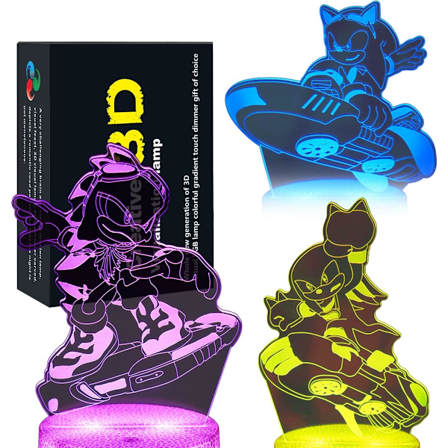 3D Anime Demon Slayer Lampe med 2 Mønstre og 16 Farveskift - Dekoration til Bord og Natlys (DMA1-XMJA-1)