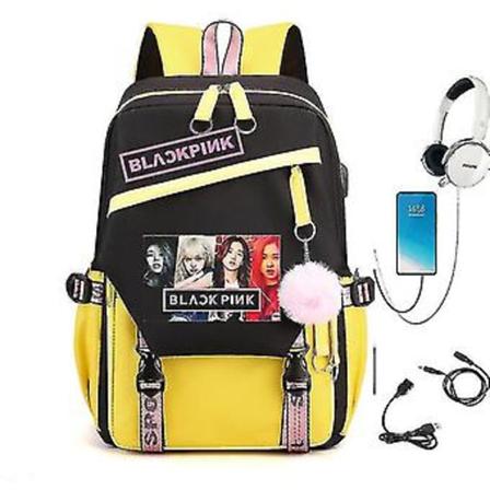 Blackpink Roseanne Park Lisa Kim Ji Soo Rygsæk med Stjerner på Skulderen Koreansk USB-xh (gul pige)