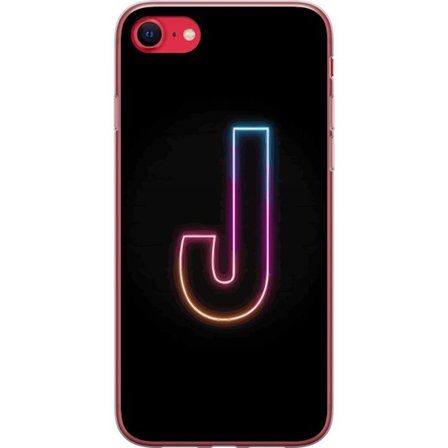 Kompatibel Mobilcover til Apple Apple iPhone 8 Minimalistisk neonbogstav J i farveskiftende lys mod sort baggrund