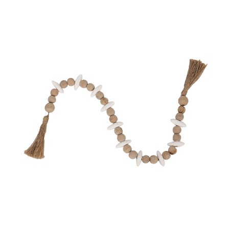 Dekorativ rosenkrans, MDF & reb, 80 cm, hvid/beige