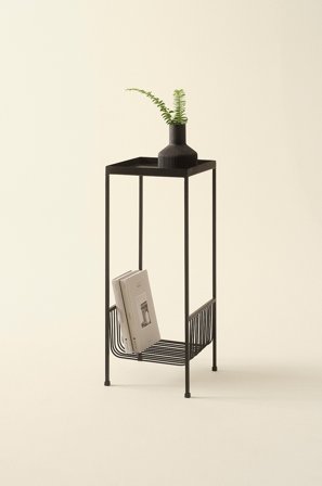 Jotex - Sidebord 25,5x25,5 Cm Svart marmor izmir/røykfarget mattsvart - CALANCA - Kjøp Sidebord & småbord hos Jotex