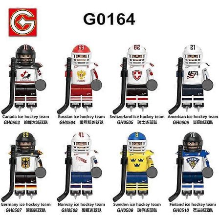 G0164 Ishockeyhold Canada Tyskland Norge Schweiz Finland Atlet Samlesæt Byggeklodser Legetøj[D]