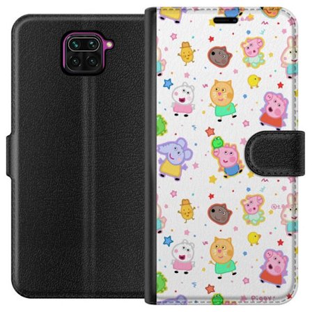 Kompatibel Tegnebogsetui til Xiaomi Redmi Note 9 Farverige tegneserie dyrekarakterer i en legende stil med stjerner og prikker på en lys baggrund