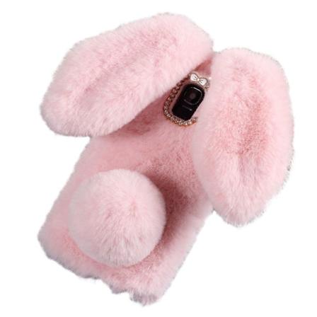 Fluffy Rabbit Samsung Galaxy J6 (2018) skal - Rosa Rosa
