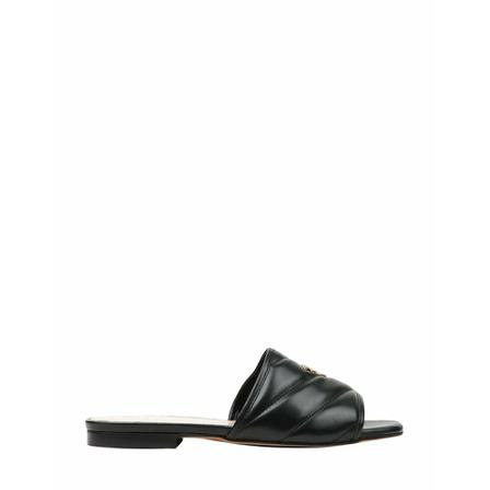Pinko, Molly Quilted Leather Mules Czarny, Kobieta, Rozmiar: 36 EU