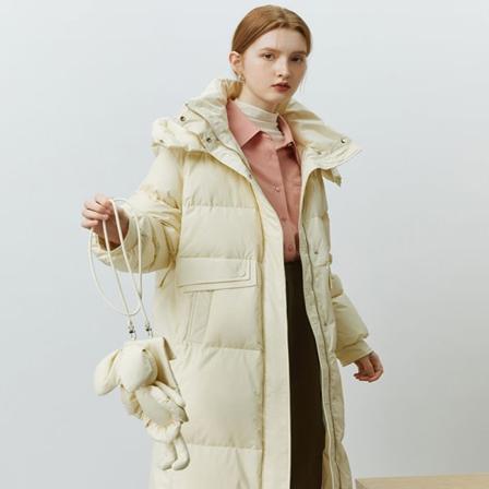 Avtagbar kaninväska Design Lång varm dunjacka vinterkappor Beige S