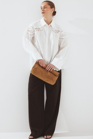 NA-KD Embroidery Cotton Shirt - Skjorter - Hvid - EU 34