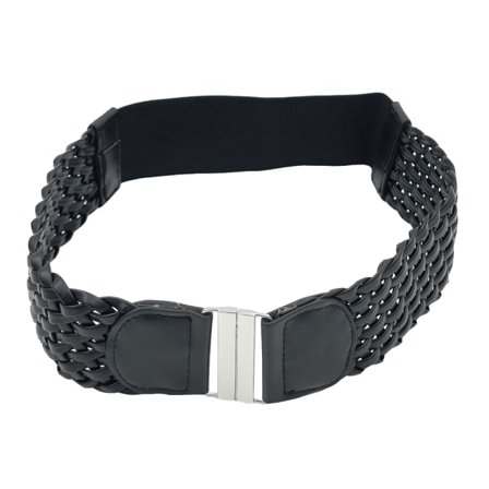 Complement Bälte 5 Cm Flätat Elastiskt I Imitationsläder Skärp Dam Svart M/L