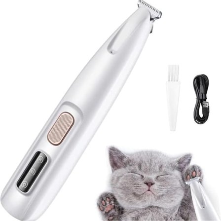 Hiljainen johdoton koiran trimmeri / tassutrimmeri LED-valolla, vedenkestävä, johdoton