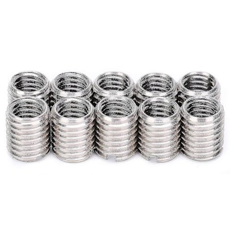 10 stk Innsatsmutter, hunnlig gjengeinnsats M8*1.25 Hann M10*1.5 Lang 12mm Bunnhull 9.0mm Rustfritt Stål Installasjonsmutter Reparasjon Gjengehylse 