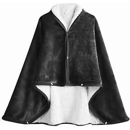 Mörkgrå rutig filt Dubbelsidig fleece och plysch filt Säng Soffa Bil Vardagsrum Sovrum Vinter Varm Multifunktionell filt Cape Sjal Med Knapp Ch