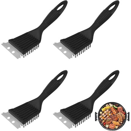 4 st grillborstar grillrengöring grillborste rostfritt stål borste borste för grill (svart, 21*7 cm)
