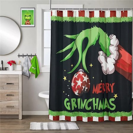 Grinches Suihkuverho Kylpyhuoneen Verhot&Koukut Joulu Vedenpitävä
