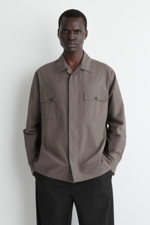 COS Men's Relaxed Cotton Shirt in Beige