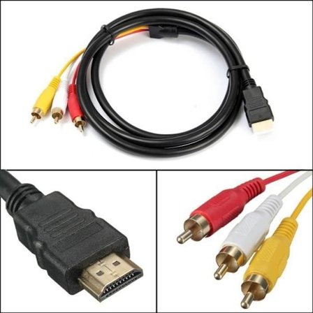 1,5 meter Audio Video Adapterkabel 1080P HDTV HDMI Hann til 3 RCA AV-kabel