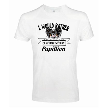 Papillion Kikande hund t-shirt - Rather be with...