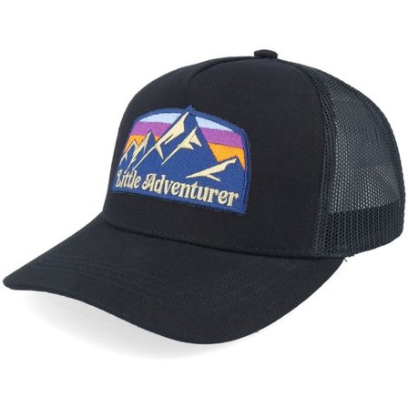 Kiddo Cap - Svart trucker Keps - Kids Little Adventurer Mountain Patch Black Trucker @ Hatstore