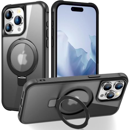 Kompatibel med iPhone 14 Pro Skal med Osynlig Magnetisk O-Ring Ställ Genomskinlig Kompatibel med Mag-Safe Bra Greppkänsla