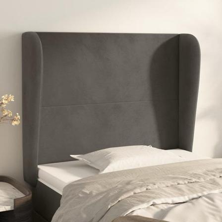 Vidaxl Huvudgavel Med Kanter Mörkgrå 83x23x118/128 Cm Sammet Grå