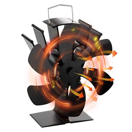 6-bladig värme-driven vedspisfläkt, braskaminfläkt, pelletspis