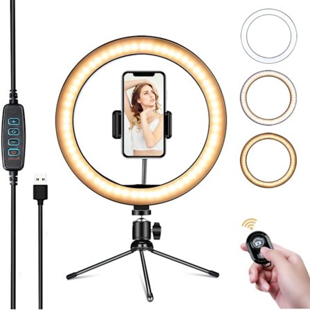 Led Selfie Ring Light Ring Light Stativ Med Fjärrkontroll Bord