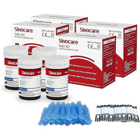 Sinocare 50 st Blodsockerteststickor & 50 st Lansetter Kompatibla med Safe AQ Smart och Safe AQ Voice A1