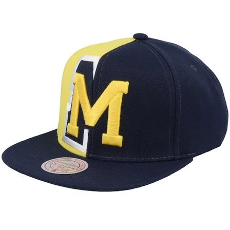 Mitchell & Ness - College Blå snapback Caps - Michigan Wolverines Retroline Navy Snapback @ Hatstore