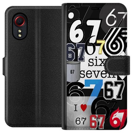 Kompatibelt Plånboksfodral till Samsung Samsung Galaxy Xcover 5 67 meme sex sju trend collage viralt internetmeme 6-7 grafisk modern estetik