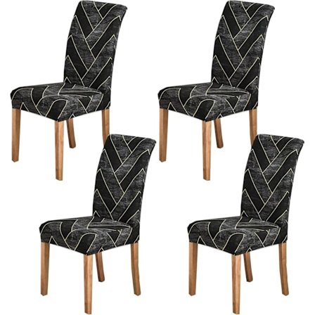 Stoltrekksett med 4 stk. Stretch Moderne Stoltrekk for Spisestue Kjøkken Bryllup Fest Vaskbar Stolbeskytter