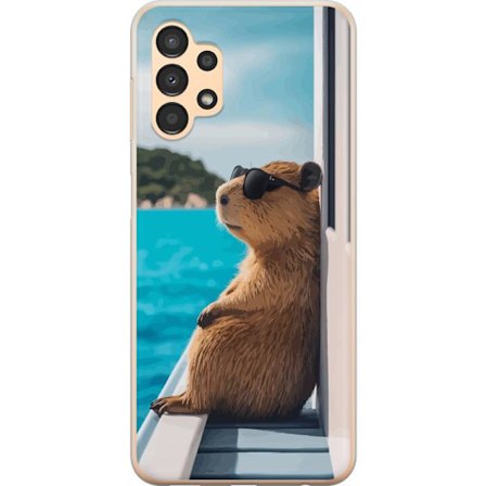 Kompatibel Mobilcover til Samsung Samsung Galaxy A13 Afslappet kapibara med solbriller ved havet, sjovt og humoristisk motiv der spreder glæde og fer