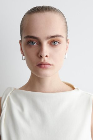 COS Women's Oval Hoop Earrings in Silver-coloured