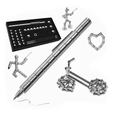 Magnetisk Deformerbar Stress Relief Penna 14 Magneter Ny Metallleksak