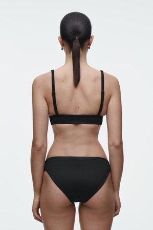 COS Women's Ribbed High-Apex Bikini Top in Black