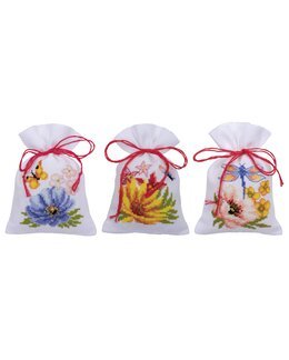 Broderipakke Duftposer Blomster 3-pk - Vervaco