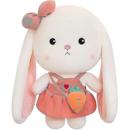 Söta kaninplyschdocka med morot Kreativ kaninplyschdjur Påskdekorationskudde, Rosa 9,8 tum