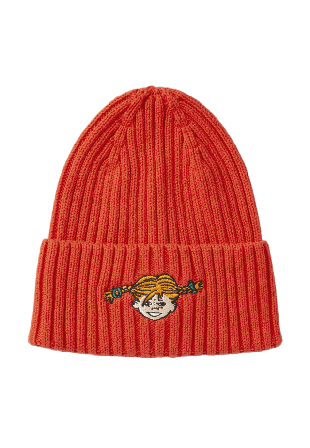 PIPPI Ribbstickad Pippi-mössa Mössor & hattar Röd 50/52