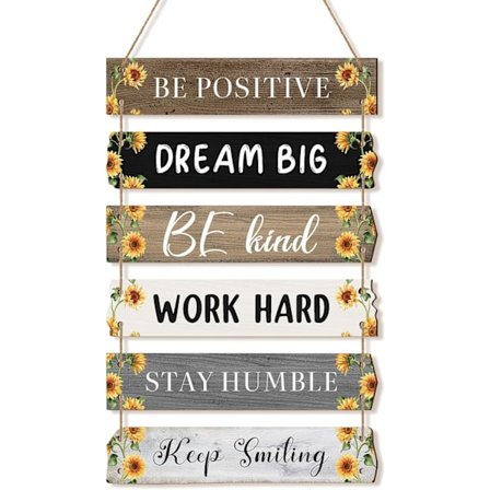 6 stk inspirerende veggkunst gårdshus veggtavler i tre positive veggplakett med sitater motivasjons sitatdekor for kontor soverom stue