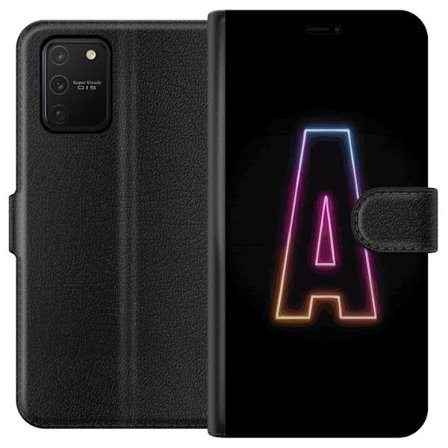 Yhteensopiva Lompakkokotelo Samsung Samsung Galaxy S10 Lite Minimalistinen neonkirjain A sateenkaarenvärisessä valossa mustaa taustaa vasten moderni