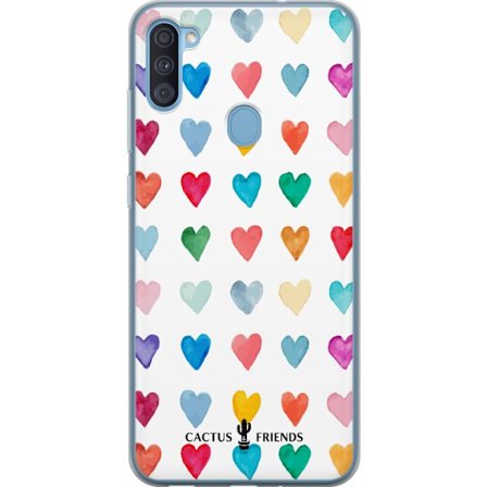Kompatibel Mobilcover til Samsung Samsung Galaxy A11 Cactus and Friends - Watercolor Love Grid
