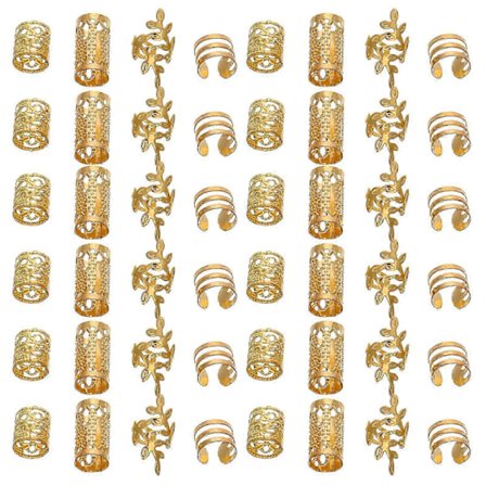 40 stk. Hår Smykker Til Fletninger Tilbehør Til Kvinder Mænd Hule Hårringe Til Dreadlocks Hår Extensions Viking Hår Tilbehør 1.50X1.00X1.00CM Gylden