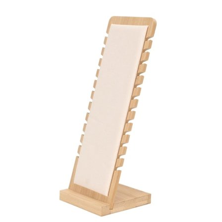 Bambus Halskæde Display Stativ Professionel Beige Hjem Smykker Butik Halskæde Armbånd Holder Organizer