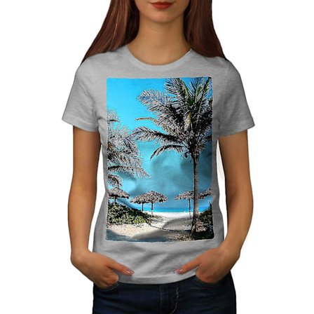 Sea Beautiful Palm Nature Women Greyt-shirt