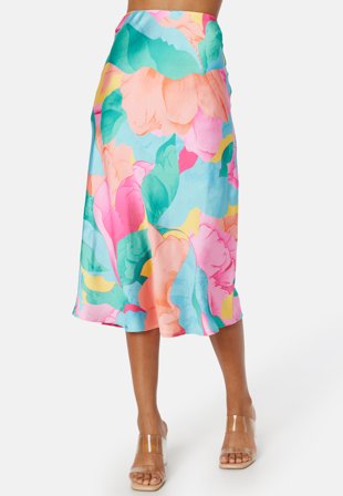 VILA Dinna HW Printed Skirt Tigerlily AOP:COLORF Klær