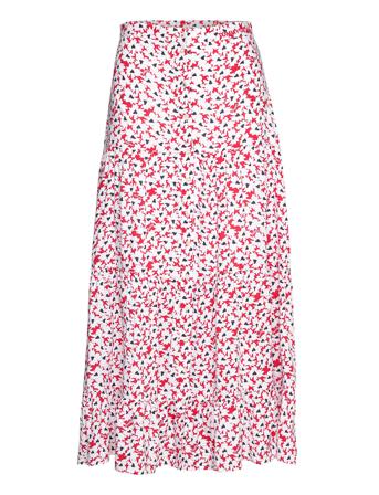 Tjw Printed Tiered Midi Skirt Red Tommy Jeans