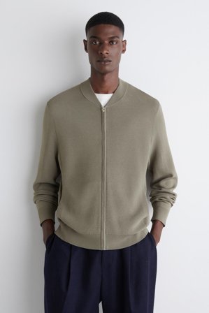COS Men's Bomber In Maglia Testurizzata in Grigio